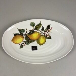 Ceramica Cuore Italy Lemon Citrus Oval Ceramic Serving Platter 15 Inch White